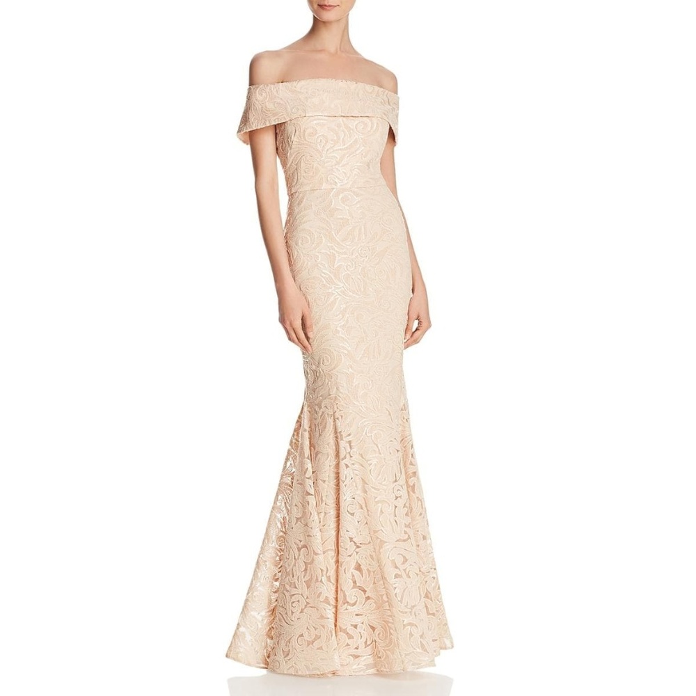 Eliza J  Off-Shoulder Sequined Formal Dress Sm 2/4